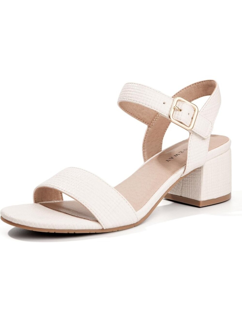 Women's White Open Toe Ankle Strap Block Chunky Heels Pumps Shoes For Wedding